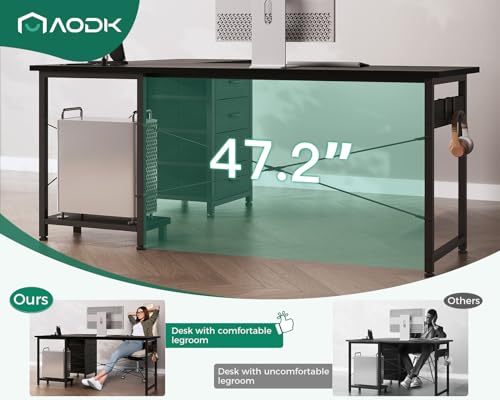 AODK L Shaped Gaming Desk with 4 Drawers, 61" Reversible Home Office Desks with Power Outlets