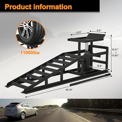 2 Pack Hydraulic Car Ramps 5T 10000lbs Low Profile Car Lift Service Ramps Truck Trailer Garage,Height Hydraulic Vehicle Ramps
