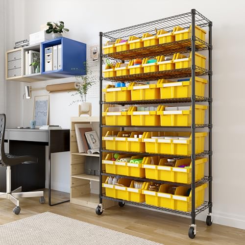 Seville Classics Heavy Duty NSF Bin Rack Solid Steel Wire Shelving Storage Unit, Patented Organizer for Garage, Warehouse, Office, Restaurant