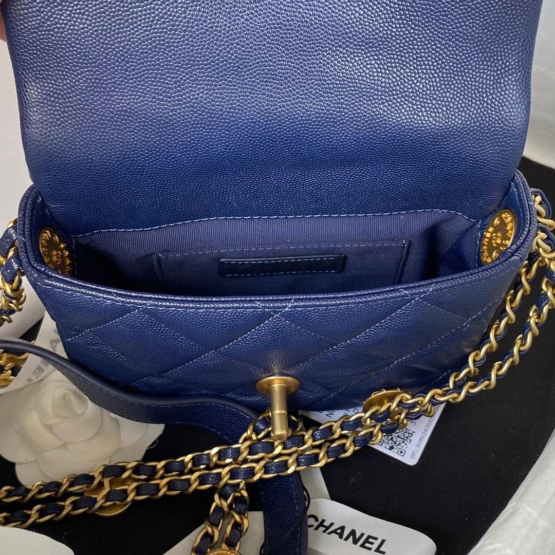Chanel Mini Flap Bag With Top Handle Gold Hardware Navy Blue For Women, Women&rsquo;s Handbags, Shoulder Bags 7.9in/20cm AS2431 B08846 NJ532