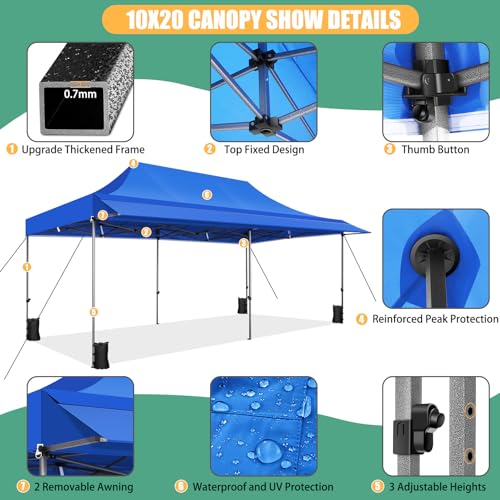 COBIZI 10x10 Pop Up Canopy Tent with Awning