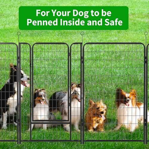 Dog Playpen Outdoor Extra Wide 12 Panels Heavy Duty Anti-Rust Coating-Strengthened Dog Fence 40" Height with Doors Portable for RV Camping Yard