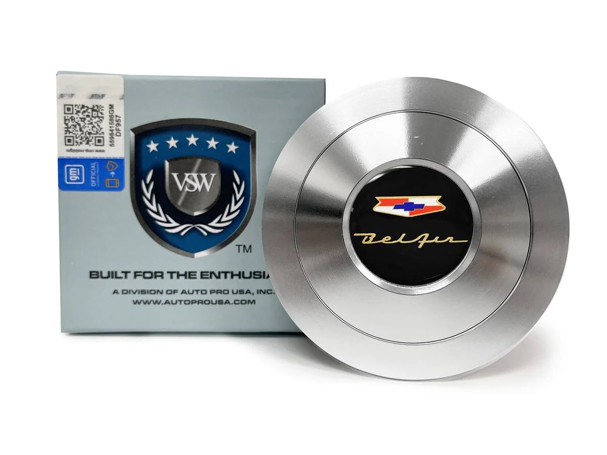 VSW 9-Bolt Premium Billet Horn Button, Chevy Bel Air Emblem