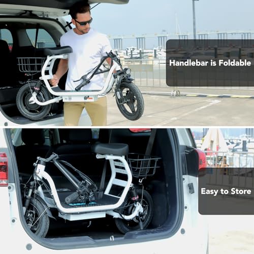 Caroma 500W/800W/1200W Electric Scooter with Seat, 14" Fat Tire Electric Scooter Adults, Max 15/25/30Miles Ranges, Top Speed 20mph