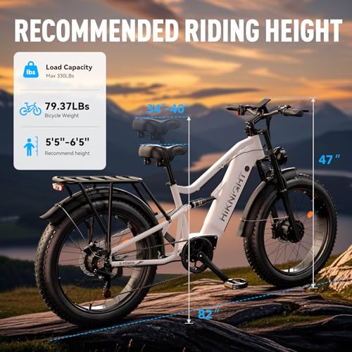 Dual Motor Electric Bike Peak 3000W, 52V 20AH Battery E Bike for Adults 26 Inch Fat Tire Mountain Electric Bicycle 38 MPH