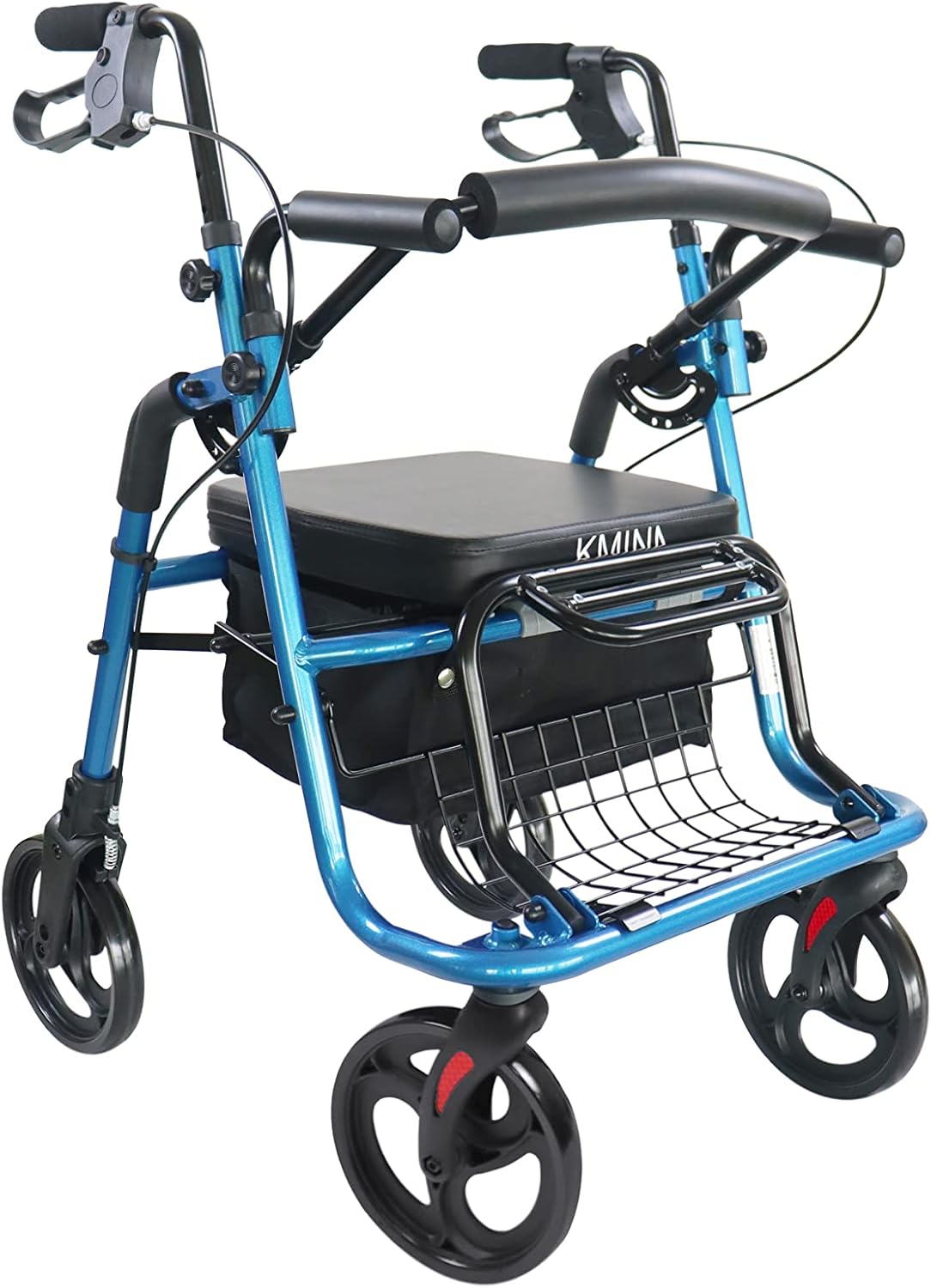 KMINA - Rollator Wheelchair Combo for Smooth Terrain, 2 in 1 Rollator Transport Chair, Narrow Rollator Walker Wheelchair