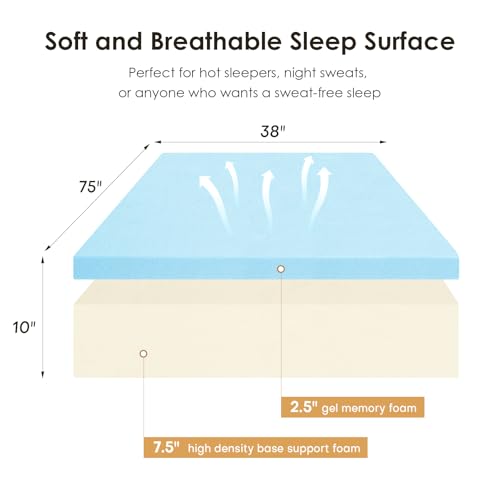 10 Inch Full Size Mattress with Gel Cooling Memory Foam, High-Density Base Foam Mattress with Removable Washable Cover, Certified Safe Foams & Fabric