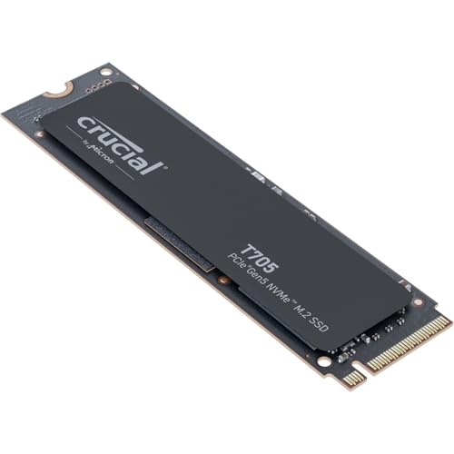 Crucial T705 2TB PCIe Gen5 NVMe M.2 SSD - Up to 14,500 MB/s - Game Ready - Internal Solid State Drive (PC) - +1mo Adobe CC - CT2000T705SSD3