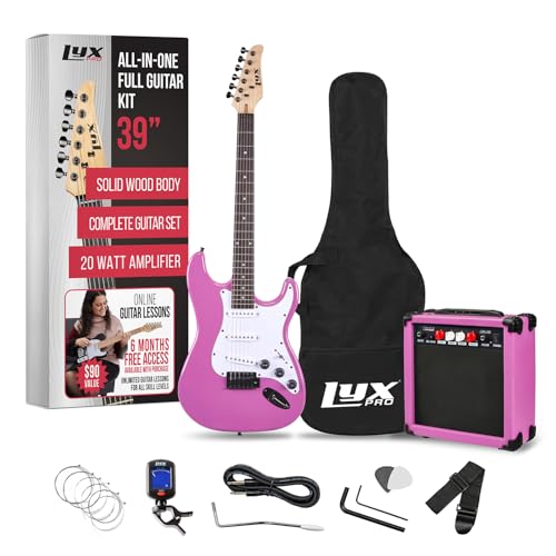 LyxPro Electric Guitar 39" inch Complete Beginner Starter kit Full Size with 20w Amp, Package Includes All Accessories, Digital Tuner, Strings, Picks