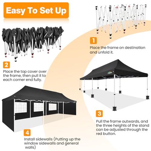 10x10 Pop Up Canopy Tent with 4 Sidewalls and Mesh Windows 2.0