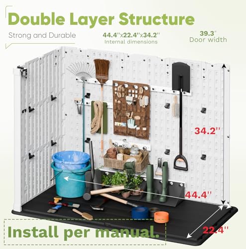 Devoko Outdoor Storage Cabinet 26 Cu Ft with Lockable Doors, Horizontal Storage Shed Waterproof Patio Tools Storage Box for Sofa Cushions