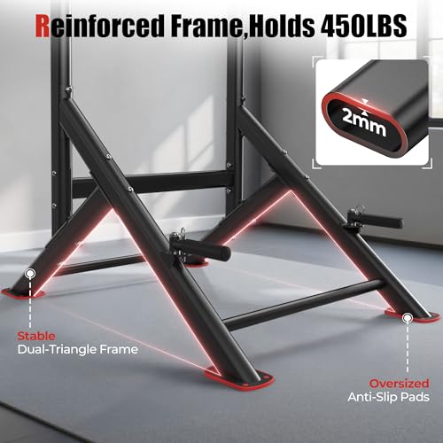 Sportsroyals Pull Up Bar Dip Station Power Tower Assistive Trainer Multi-Function Home Gym Strength Training Fitness Equipment 450LBS