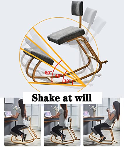 Kneeling Chair with Back Support, Ergonomic Rocking Kneeling Chair for Office and Home, Posture Corrective Seat for Adults Child and Elder