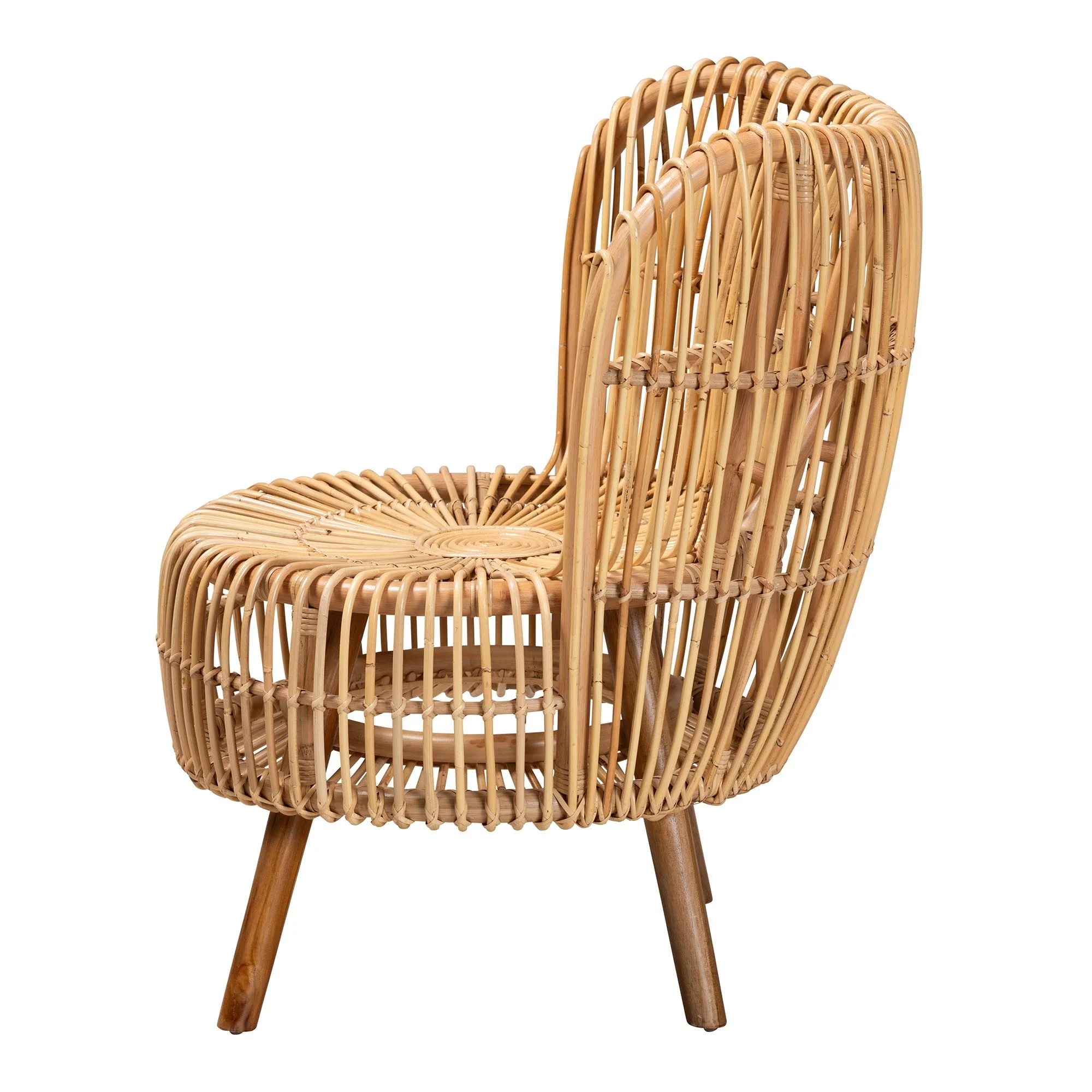 bali & pari Nagoya Modern Bohemian Natural Rattan Wide Seat Lounge Chair
