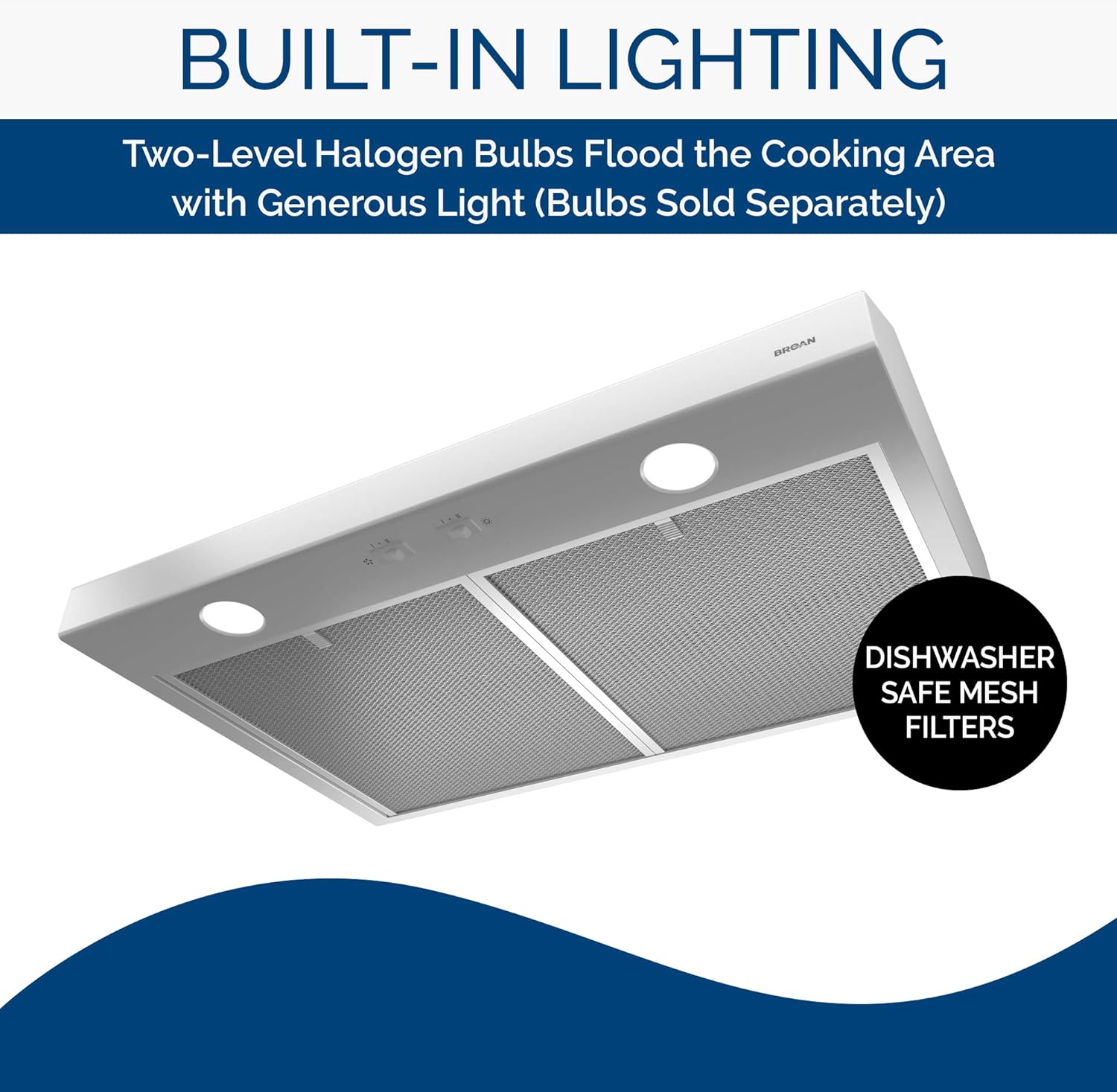 Broan-NuTone BCSD130WW Glacier Range Hood with Light, Exhaust Fan for Under Cabinet, White, 30-inch