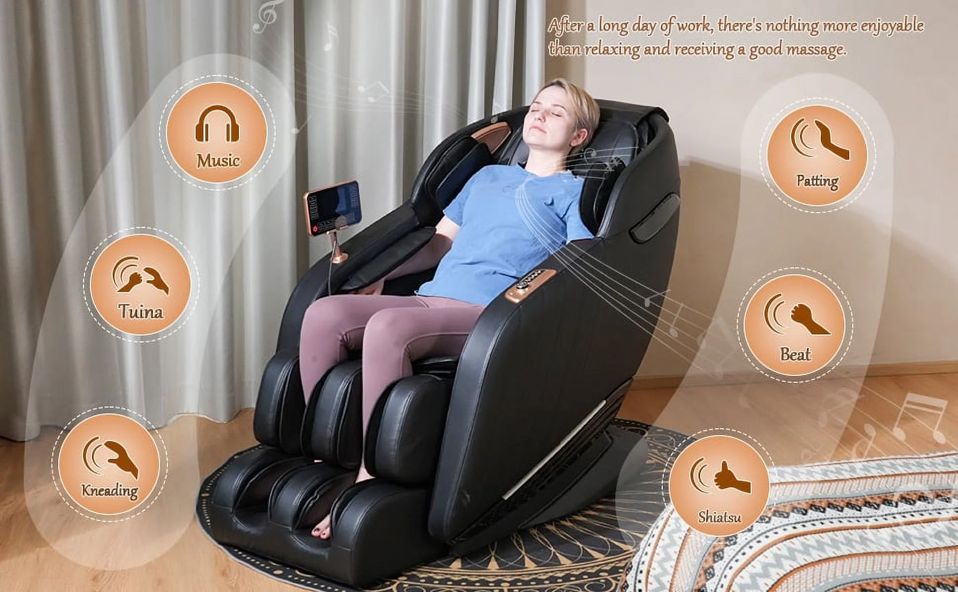 Luxury Massage Chair Full Body, Ergonomic SL-Track Zero Gravity Massage Chairs with Mat, Back Heating, AI Voice Control, Thai Stretch