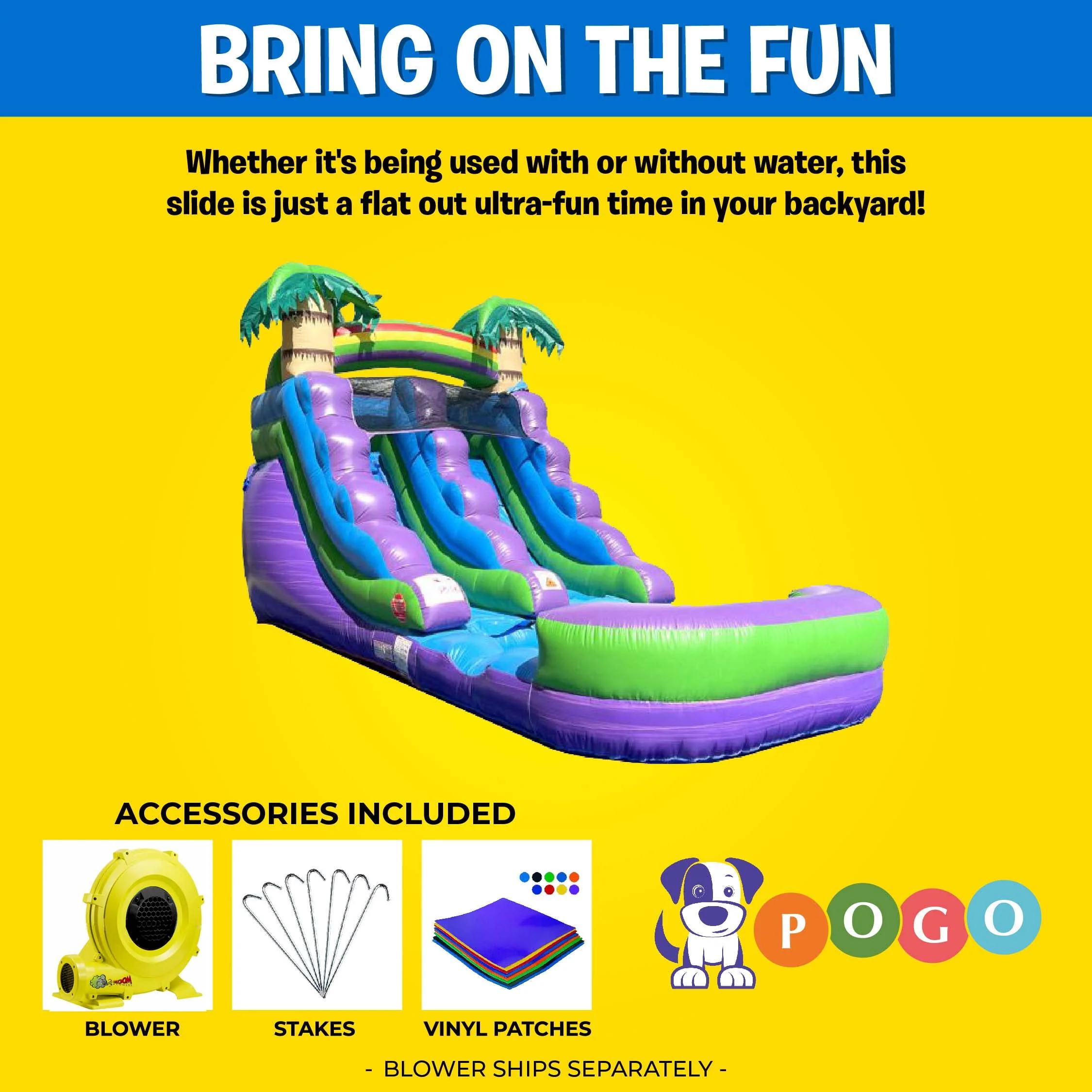 Pogo Bounce House Crossover Kids Inflatable Water Slide, Pink Unicorn with Blower, 12 ft