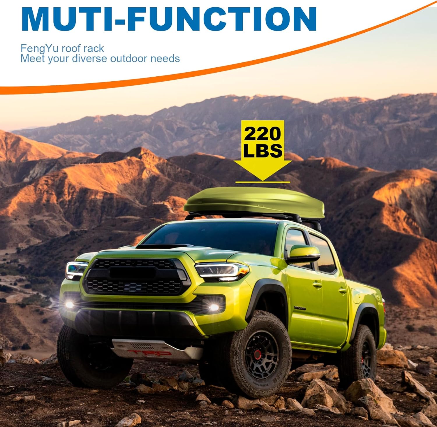 220lbs Roof Rack Cross Bars Compatible with Toyota Tacoma 2005-2023 Double Cab (without Side Rails)