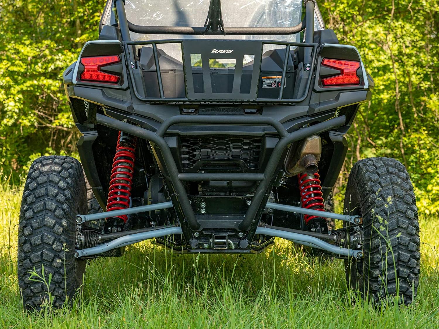 SuperATV UTV Rear Bumper for 2020+ Kawasaki Teryx KRX 1000 | 1.75 Diameter Heavy-Duty Steel Tubing | UV Resistant Black Powder Coat Finish | Sleek