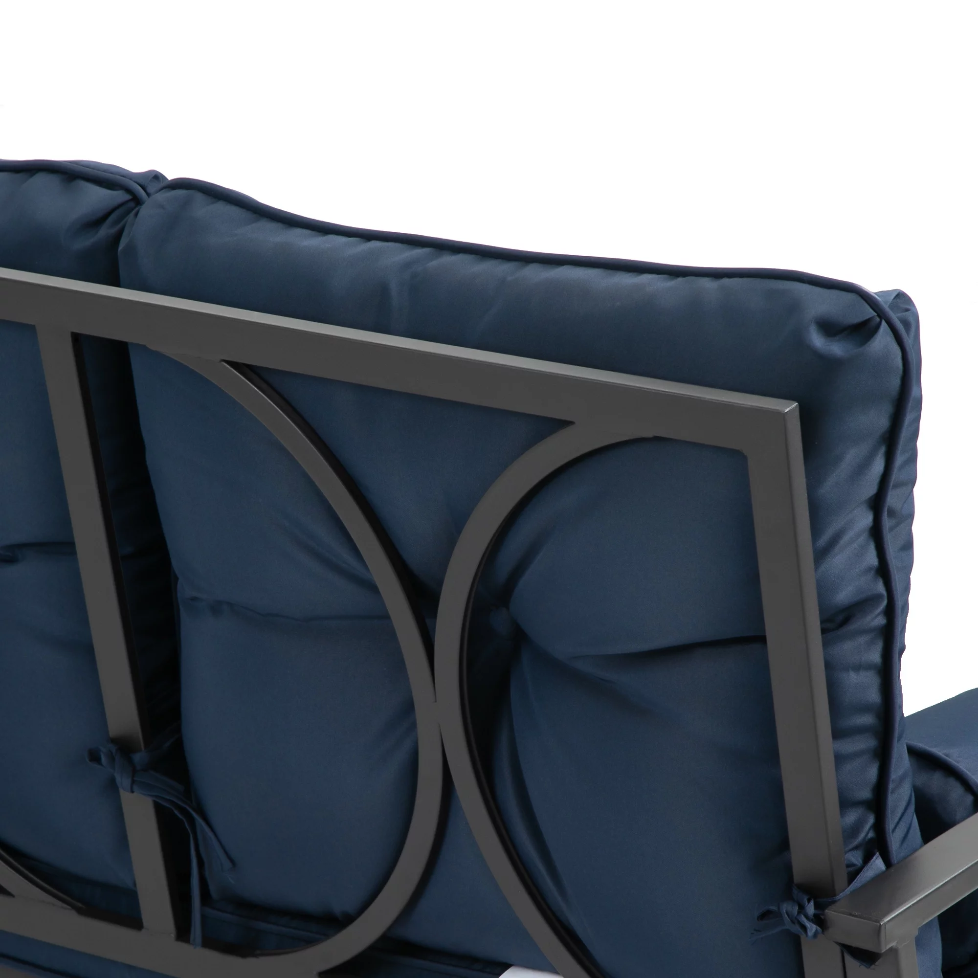 Outsunny Swing Glider Rocking Chair, Double Patio Bench, 2 Person Loveseat with Steel Frame, Cushions, Pillow Armrests, Blue