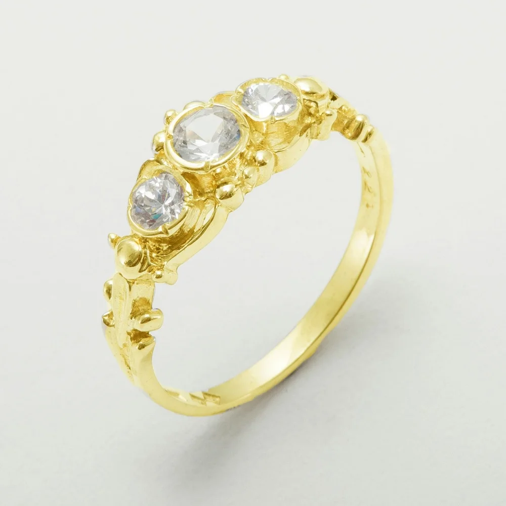 LBG British Made 9k Yellow Gold Cubic Zirconia Womens Anniversary Ring - 33 size options - Size 10