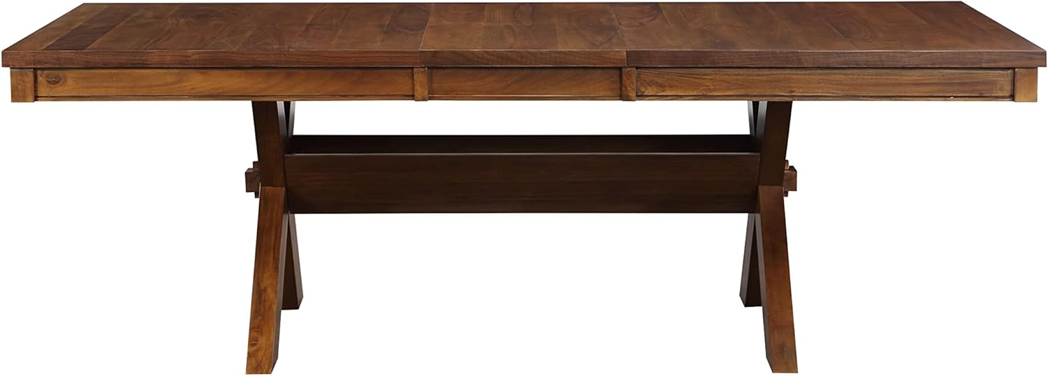 Transitional Walnut Dining Table with Butterfly Leaf, Rectangular Trestle