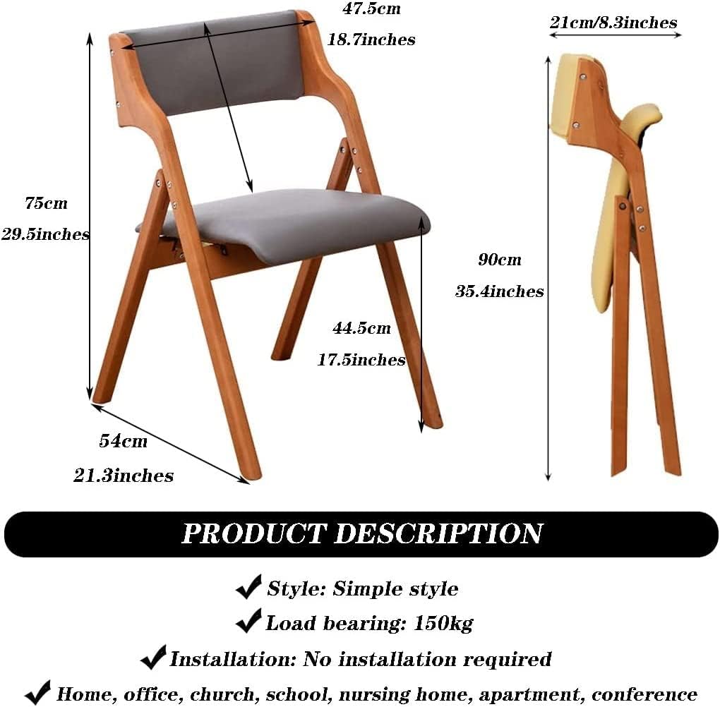 Folding Chairs Wood Beech Wood Folding Home Office Chair, Simple and Comfortable backrest Dining Chair, Space Saving, can Bear 150kg