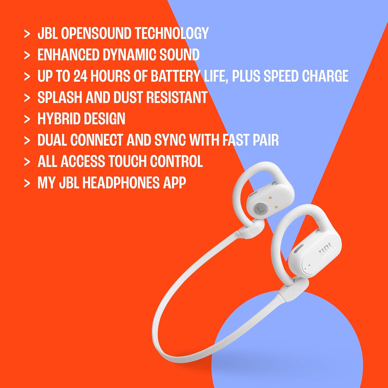 JBL SoundGear Sense - True wireless Open-ear headphones, OpenSound Technology, Splash and dust resistant, 4 mics for crisp, clear calls