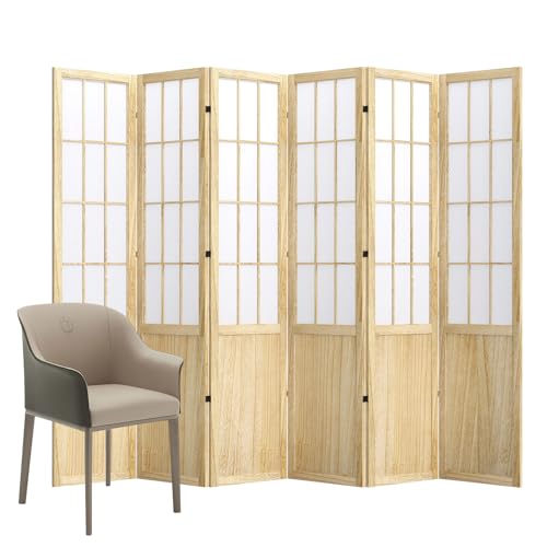 Room Divider, 66.9Inch Tall Japanese Shoji Style Folding Wood Screen with Double Hinges for Home Office Bedroom Hotel Decoration (4Panels, Black)