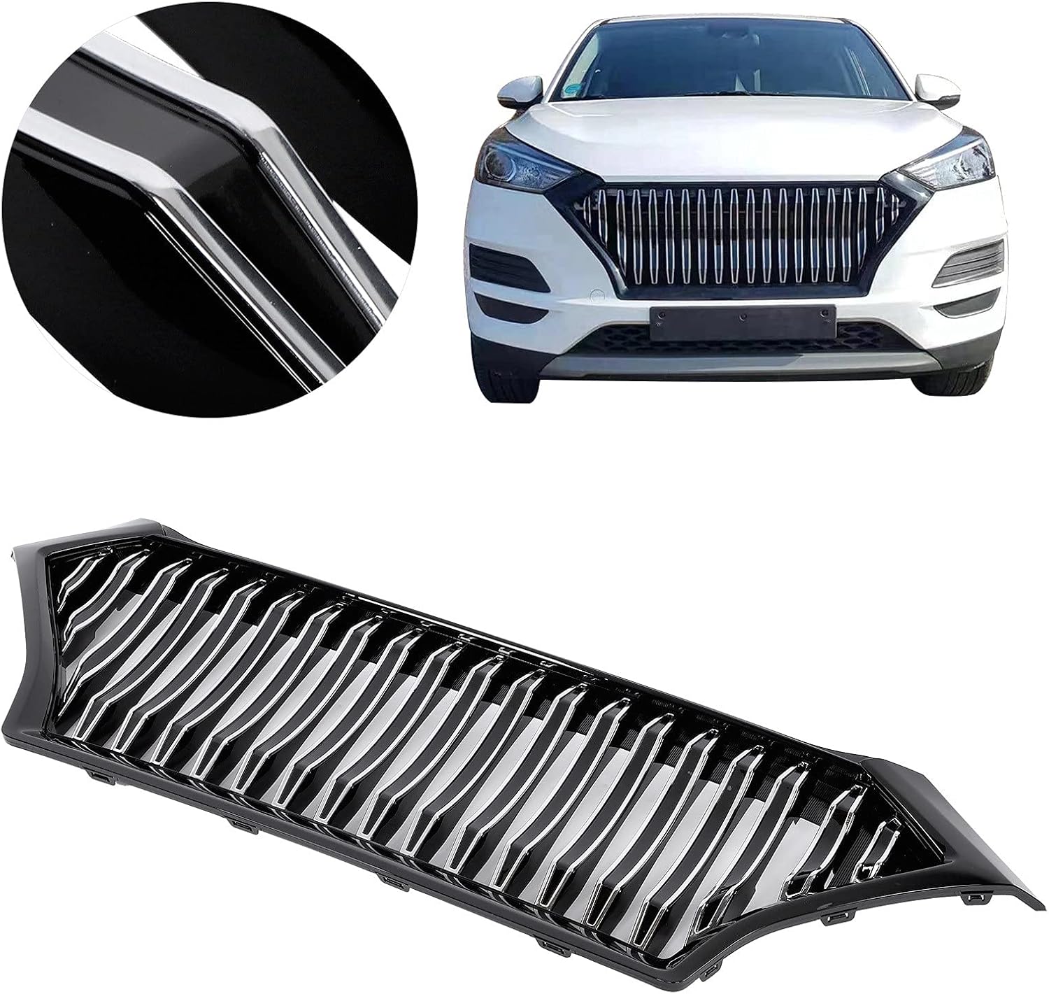 Front Bumper Grille, Fydun Front Grill Replacement Radiator Grill Car Accessory for Hyundai Tucson 2019-2020