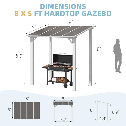AECOJOY 10&rsquo; x 10&rsquo; Gazebo, Wall Mounted Gazebos Pergola on Clearance, Outdoor Patio Lean to Gazebo Awnings for Deck, Porch