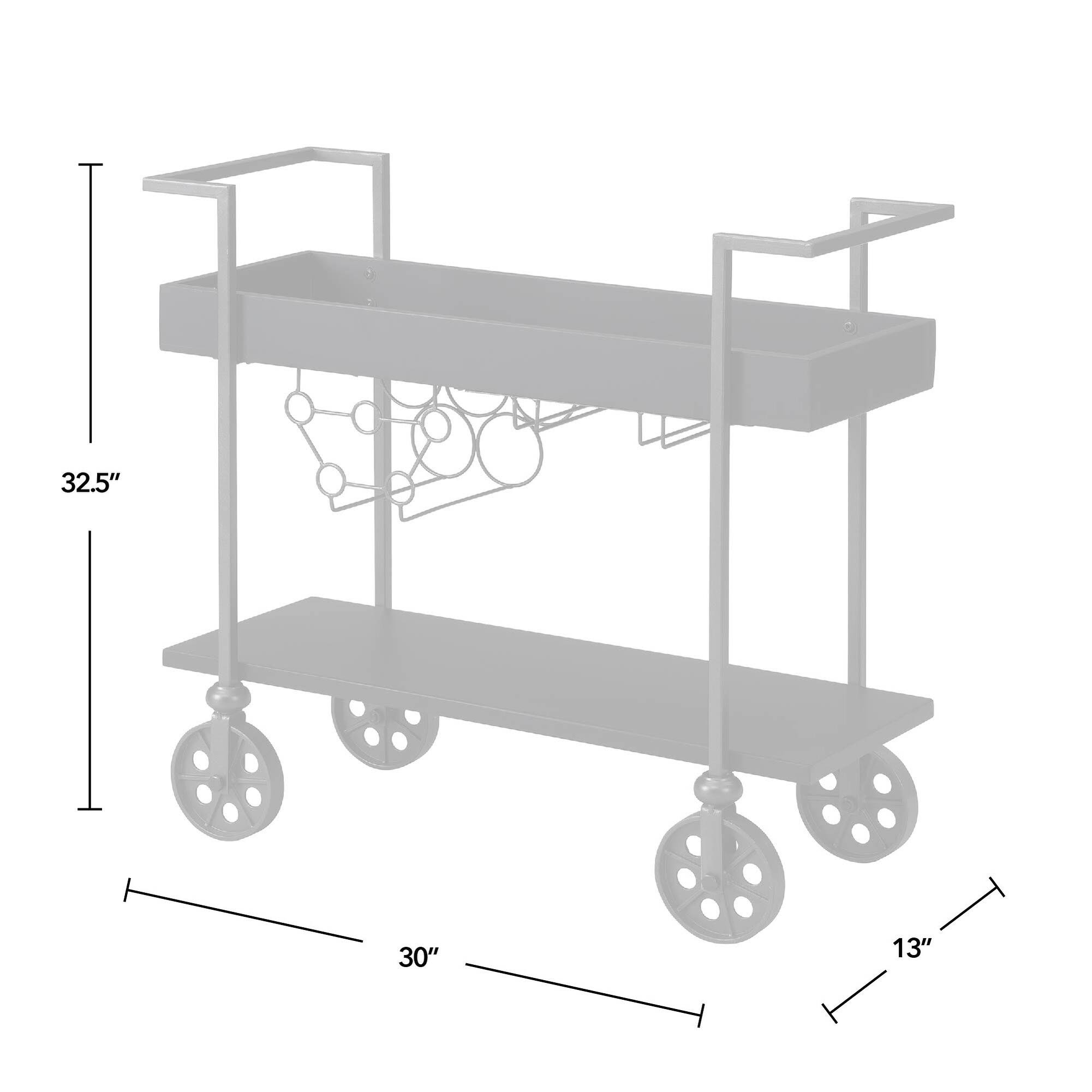 FirsTime Factory Row Industrial Farmhouse Wheeled Bar Cart - Black