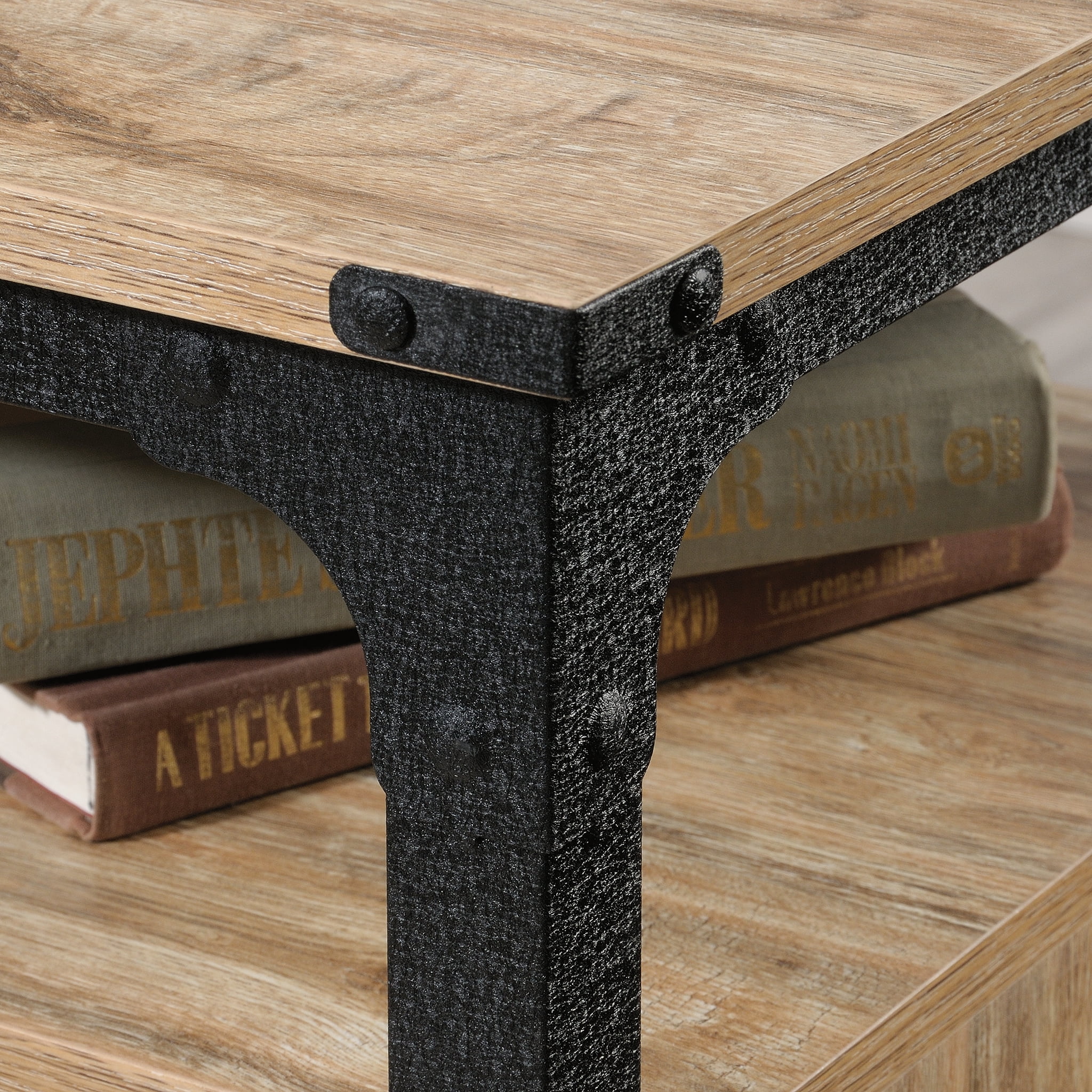 Sauder Steel River L-Desk, Milled Mesquite Finish
