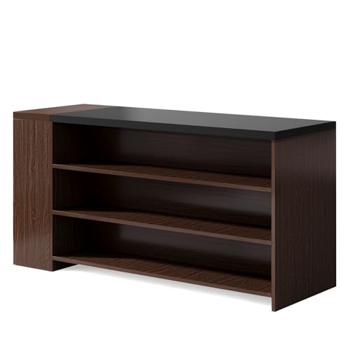 Tribesigns 55" Kitchen Island with Storage, Farmhouse 5-Tier Stationary Island Table with 5 Shelves