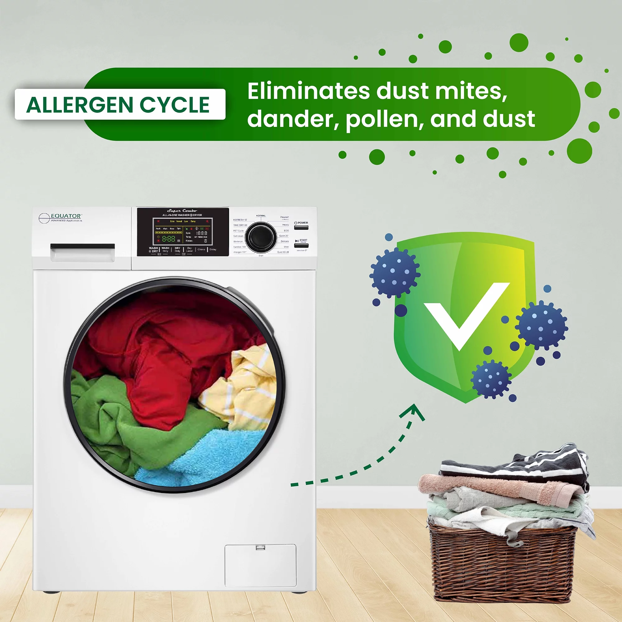 Equator Fully Built-in All-in-One Combo Washer-Dryer Ventless 1.62 cf/15lbs 110V White