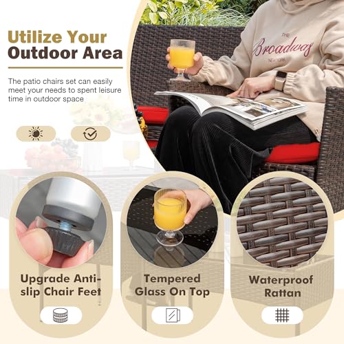 Homall 4 Pieces Outdoor Patio Furniture Sets Rattan Chair Wicker Set