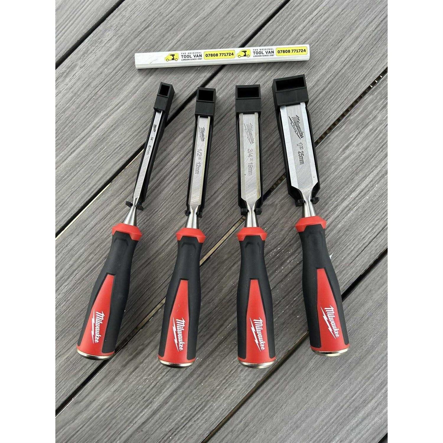 Milwaukee Beveled Edge Chisels Set 4 Piece