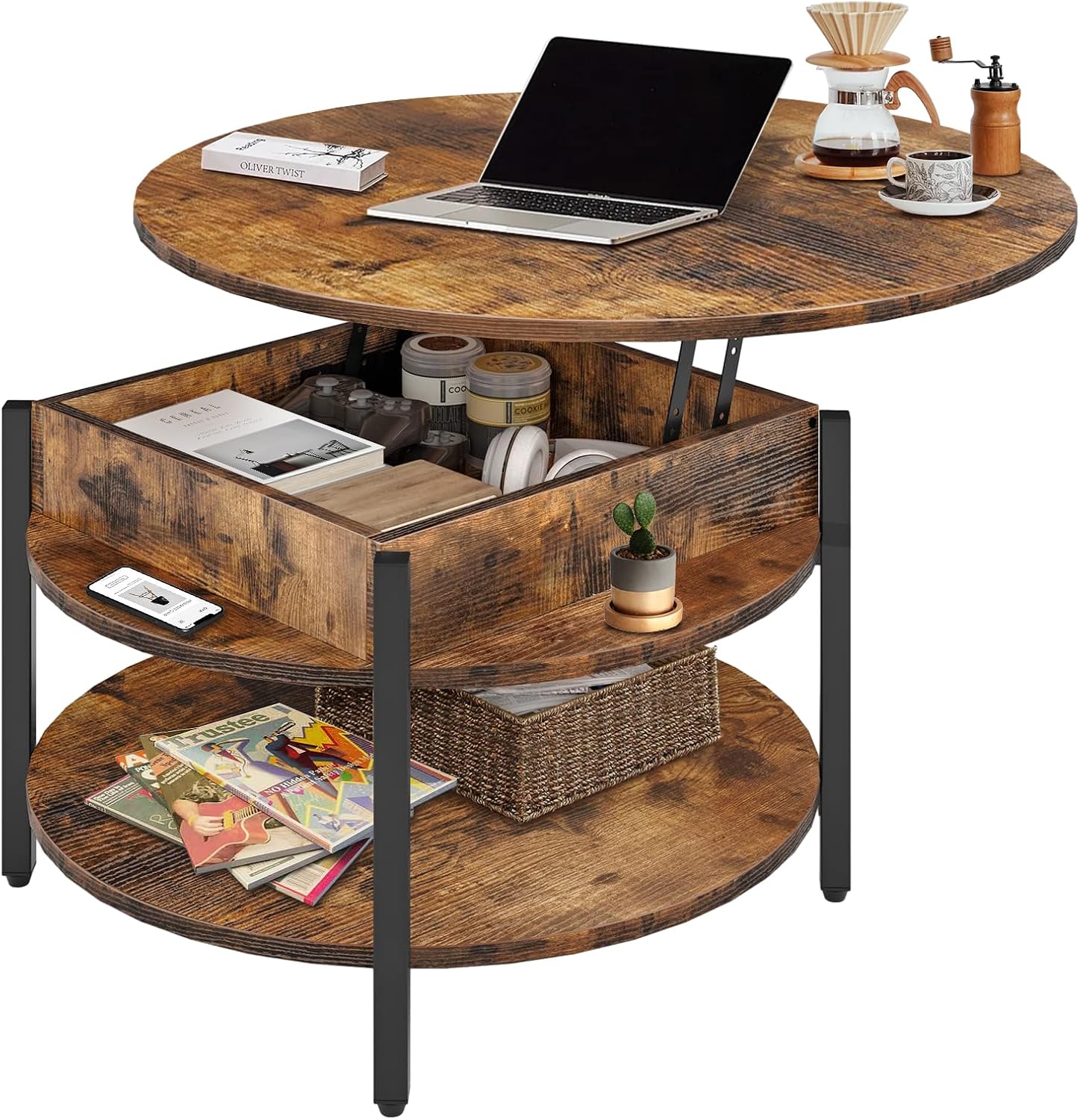 CLATINA Round Lift Top Coffee Table