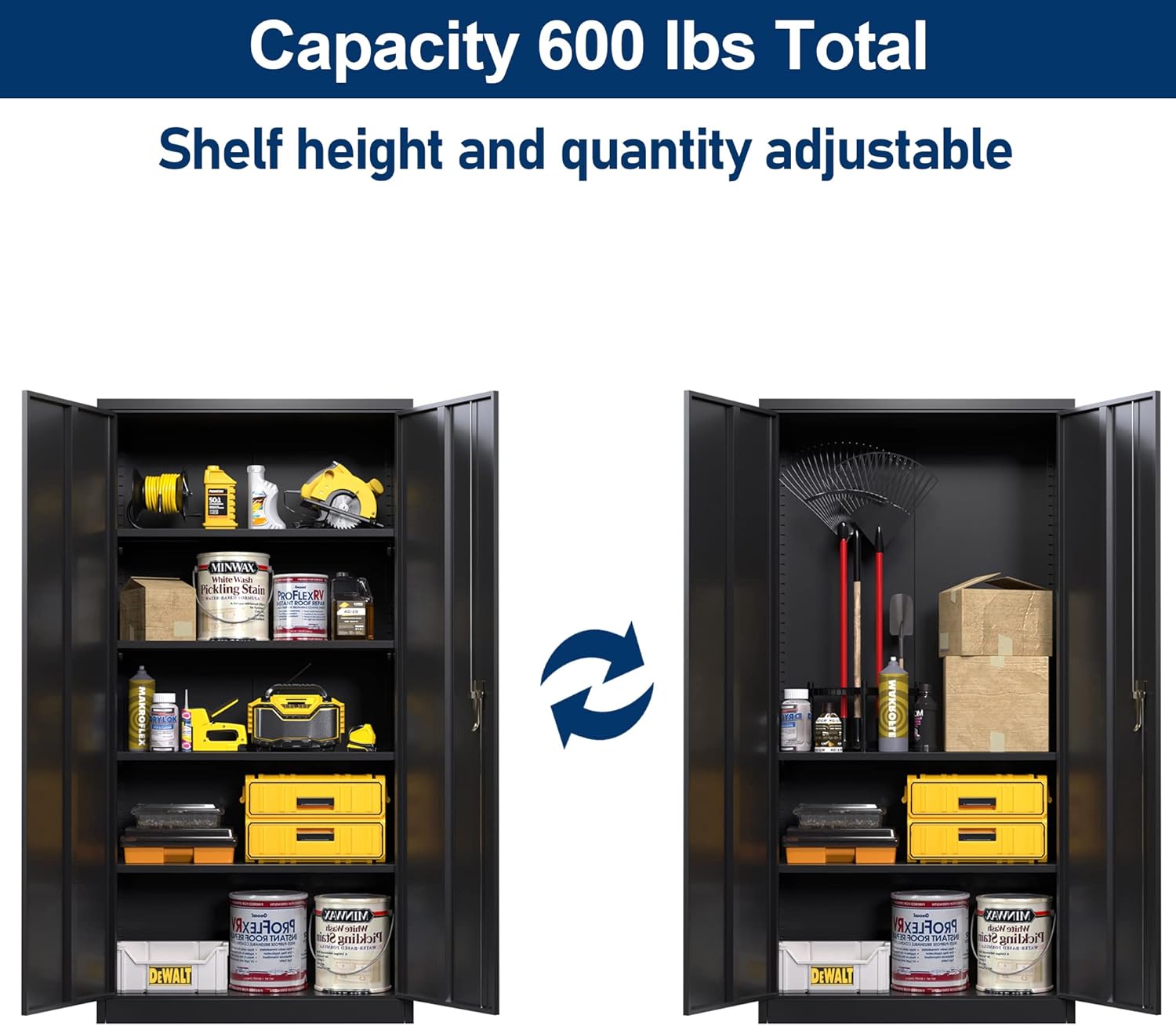 Garage Storage Cabinet, Metal Cabinet,Garage Cabinets, Metal Storage Cabinet with Doors and Shelves
