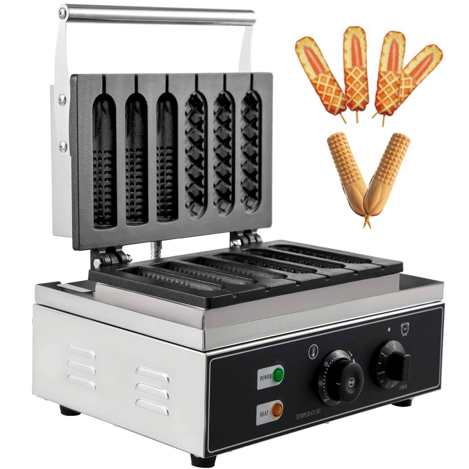 VEVOR Electric French Waffle Dog Maker Corn Dog Baker Foot Pads 0~5 Mins 50~300°C