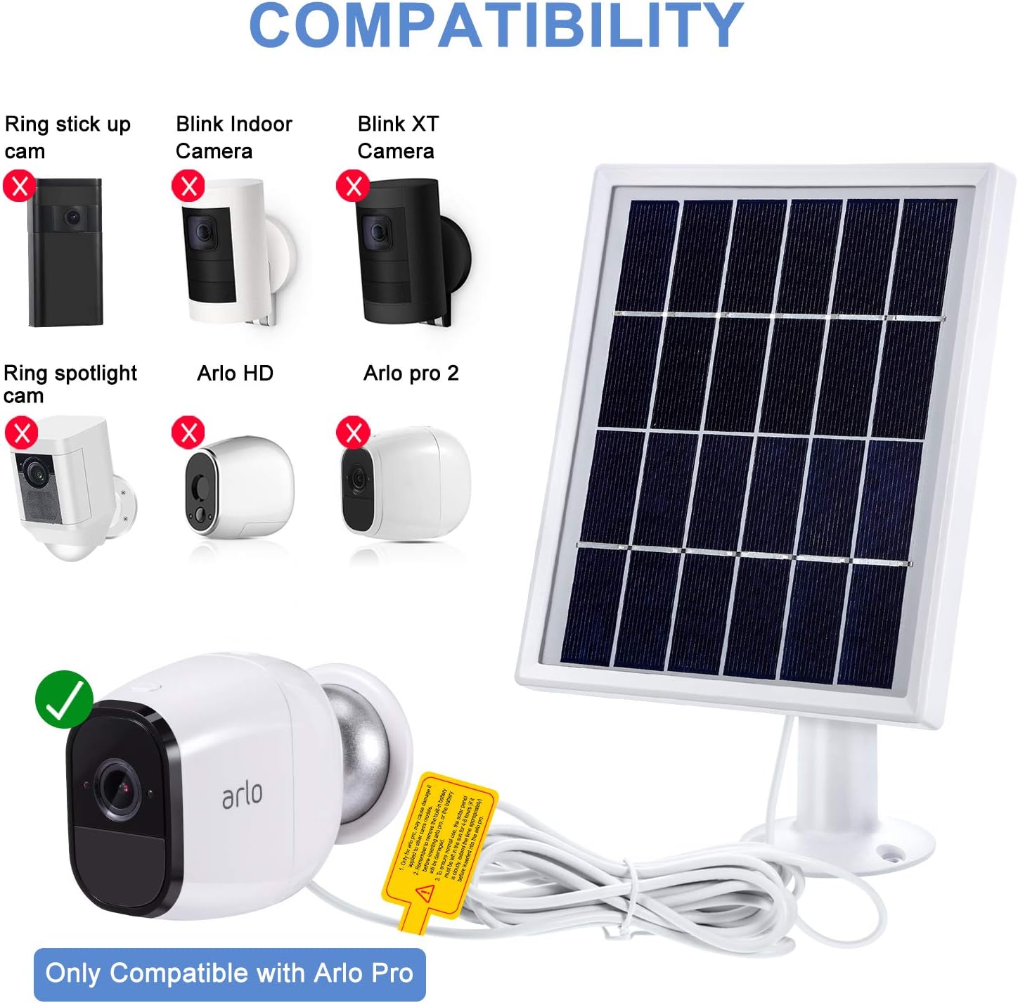 Solar Panel Only Compatible with Arlo Pro