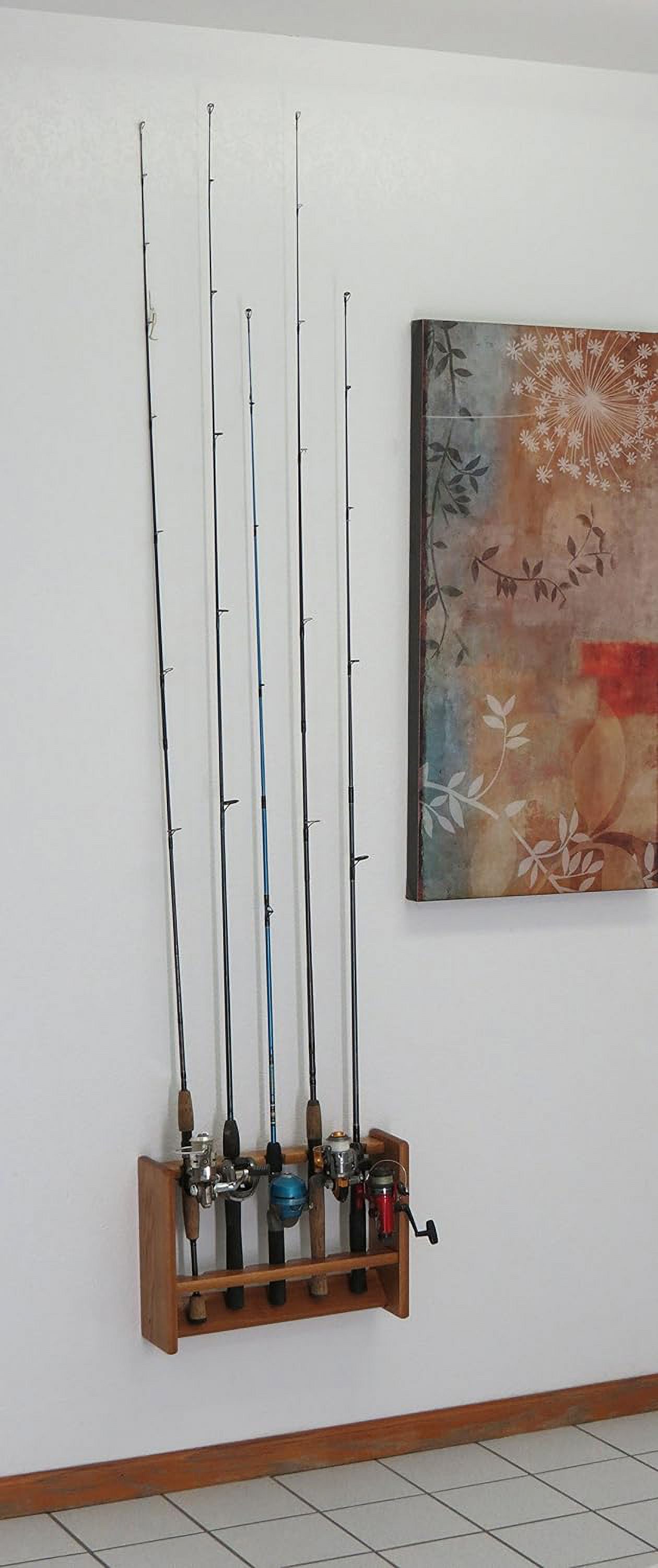 5 Medium Oak Fishing Rod Rack