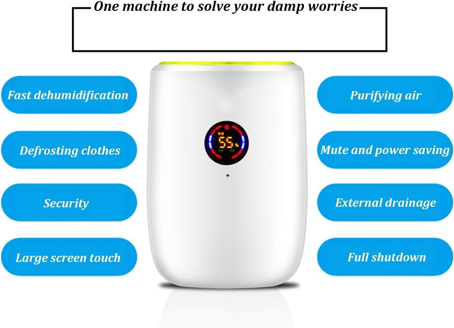 Dry Electric Dehumidifier, Compact and Portable Air Dehumidifier with LCD Display Touch Start Silent Dehumidifier Household Dehumidifier