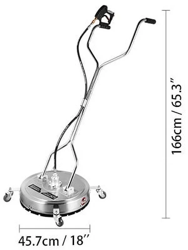 BENTISM Surface Cleaner 18 inch Flat Surface Cleaner for Pressure Washer 4000psi Pressure with 3/8 Quick Connector Surface Cleaner W/Casters 10.5GPM