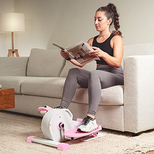 Sunny Health & Fitness Sitting Under Desk Elliptical Exerciser, Portable Pedal Training Machine for Senior Exercise, Peddler for Home Workout