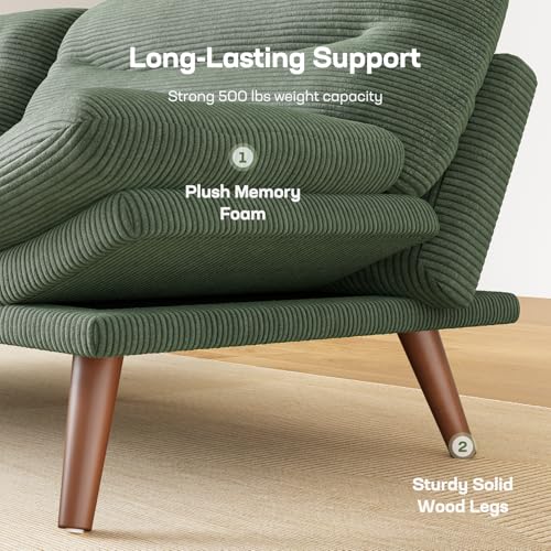 Marsail Futon Sofa Bed, Futon Couch with Adjustable Backrest & Armrests, Convertible Small Sleeper Sofa Bed for Small Apartments, Study Room, Office