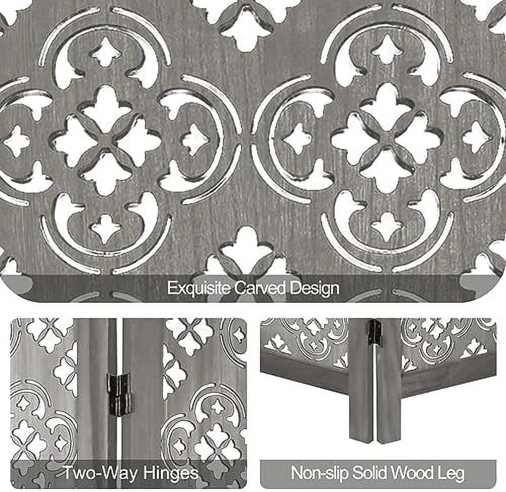 JDZHAPPYLIFE 6 Panel Room Divider  Folding Room Divider Freestanding Privacy Screen Divider  Carved Wood Room Divider for Bedroom Home Office