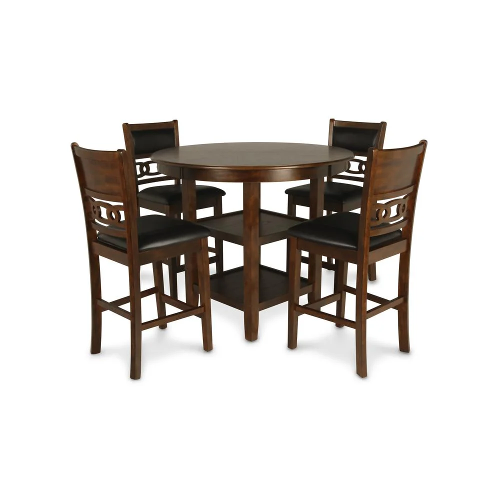 New Classic Furniture Gia 5-Piece Transitional Wood Dining Set in Brown