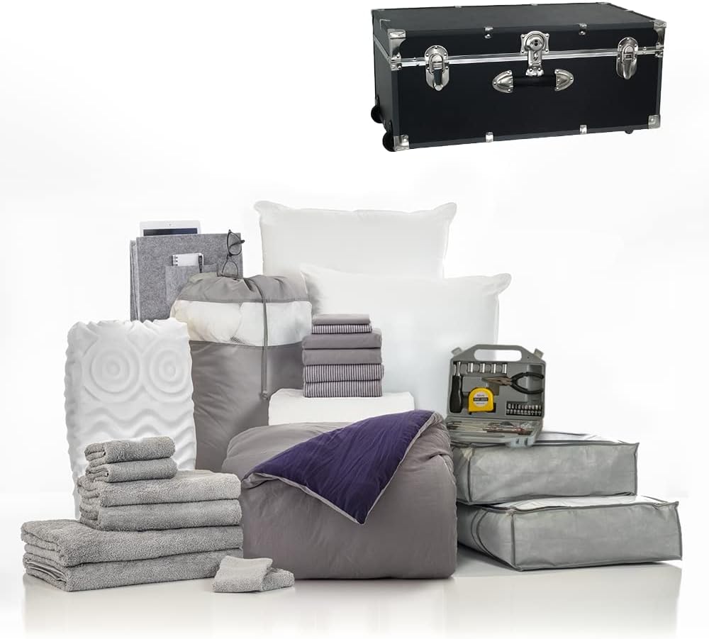 OCM College Dorm Room 25-Piece Complete Campus Pak Trunk Bundle | Twin XL Bedding