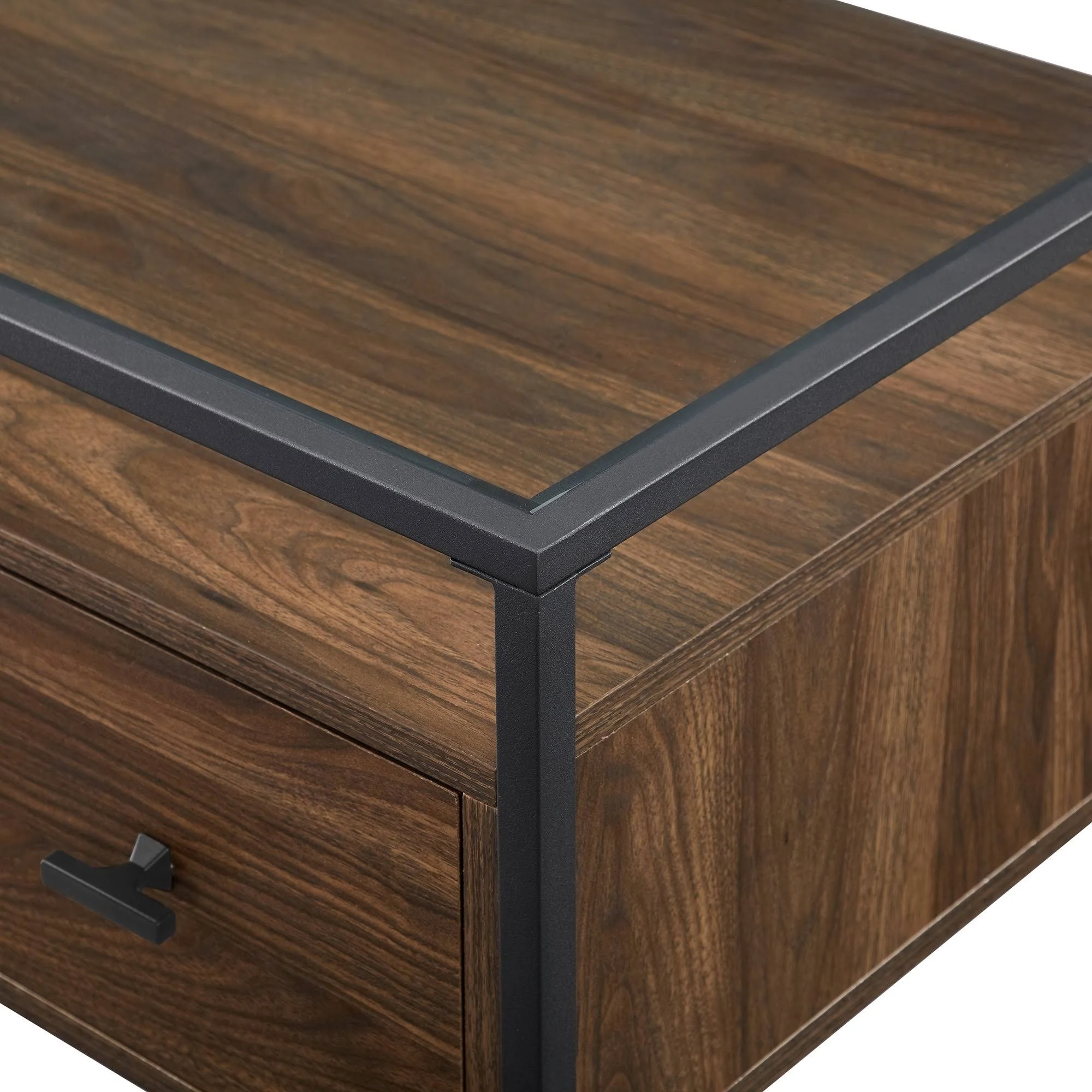 Carson Carrington 56-Inch Glass Top Writing Desk - Dark Walnut